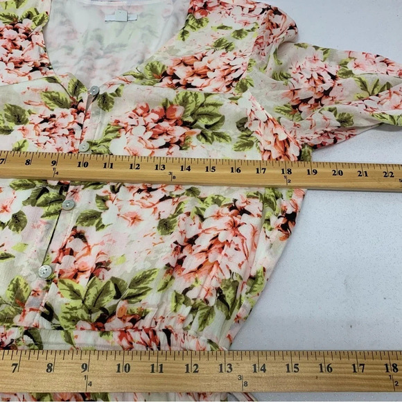 J Jill Midi Dress Small Pink Floral Cottage Core Flowy Boho‎ Coastal Peasant - Picture 13 of 15